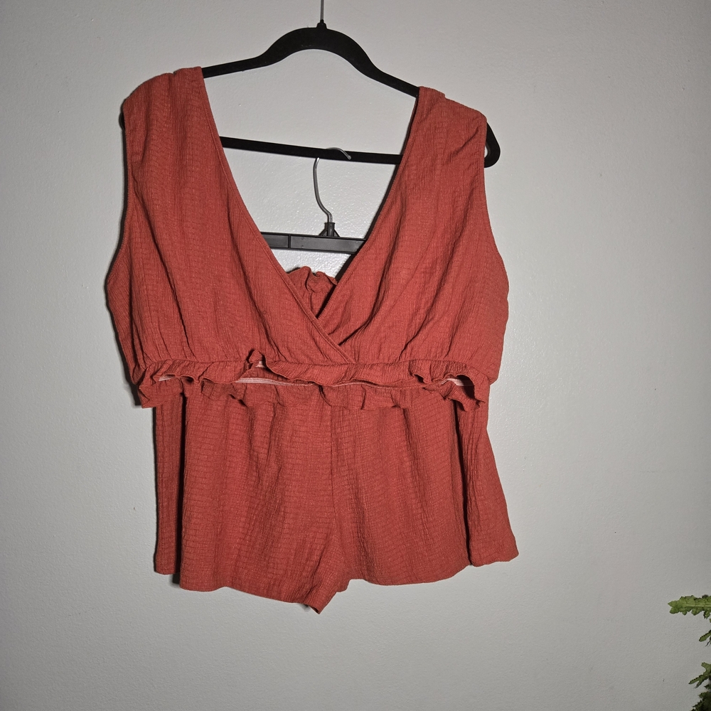ASOS Swim‎ Rust Crinkle Crop Top & Shorts Set NWT ~ Size 12 - Picture 2 of 8